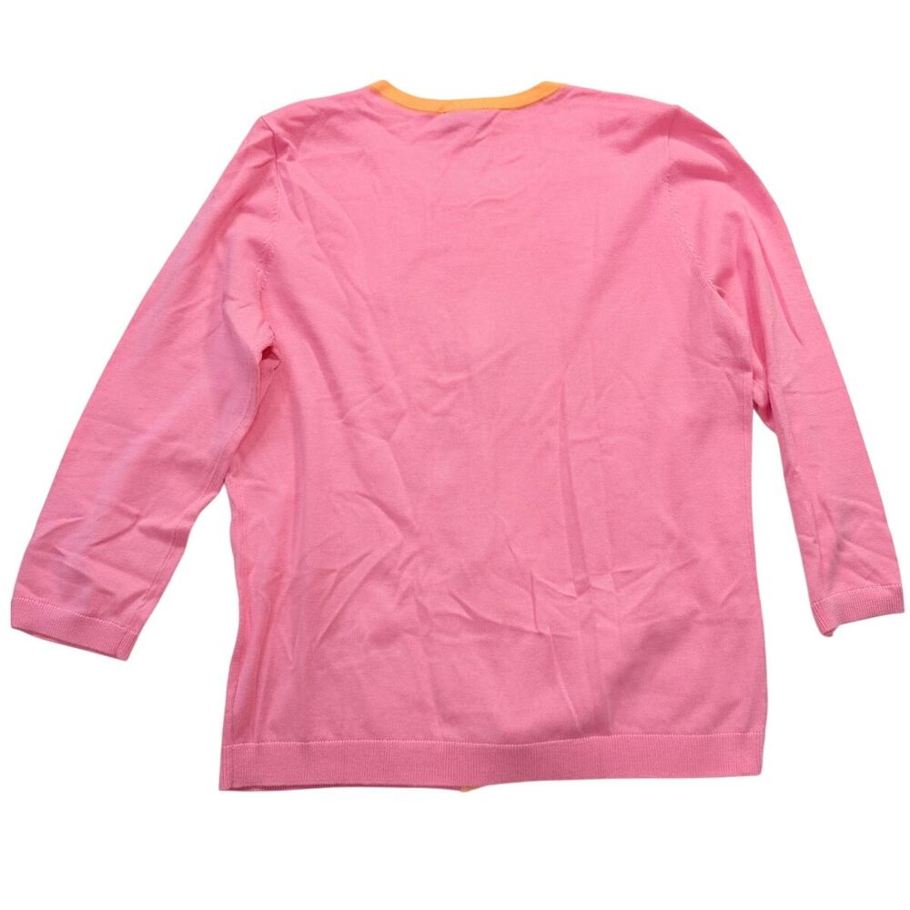Talbots Pink Orange Cardigan Sweater Womens Medium NWT 3/4 Sleeve Lightweight - Picture 3 of 11